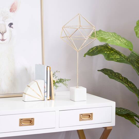 CosmoLiving by Cosmopolitan Gold Marble Contemporary Sculpture